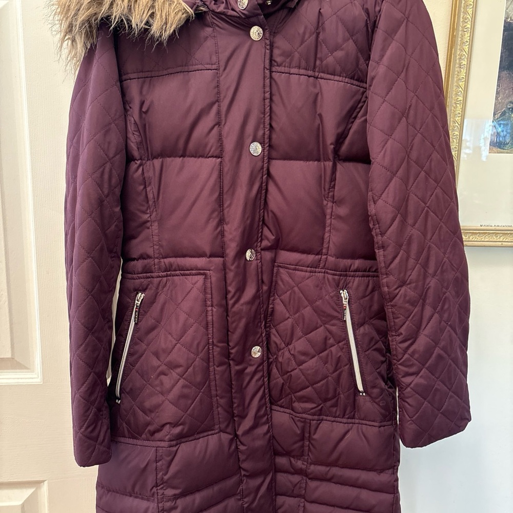 Mac & Jac Shadow Purple Down Puffer Zip Jacket Coat M Exc Condition